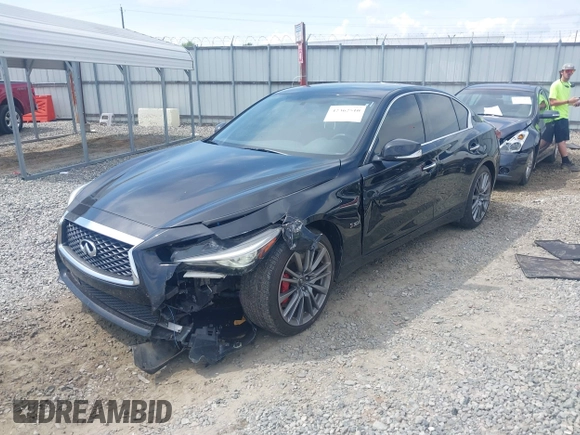 2018 Infiniti Q50 Red Sport 400 with VIN JN1FV7AR2JM481061, listed as a IAAI auction lot 42362510 with 70,028 mi miles and . Bid and sale history available at DreamBid. Image 17.