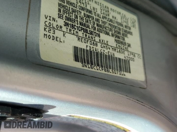 2011 Nissan Versa SL z VIN 3N1BC1CP8BL507316, wystawiony jako Copart lot #45740375 z przebiegiem 102 795 mil mil oraz Szkoda całkowita • Salvage title. Historia ofert i sprzedaży dostępna na DreamBid. Obrazek 14.