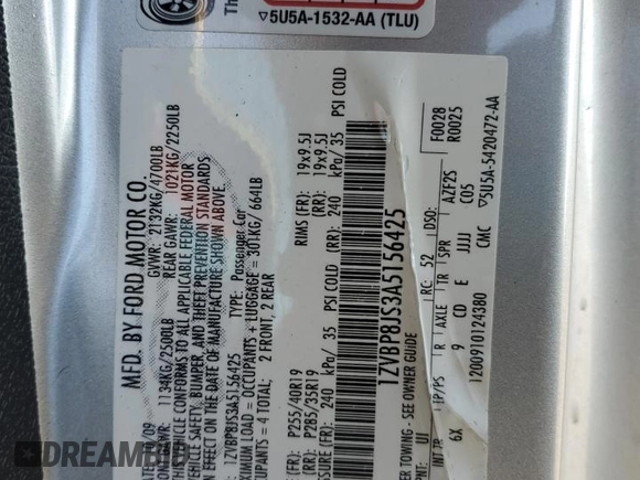 2010 Ford Mustang GT500 with VIN 1ZVBP8JS3A5156425, listed as a Copart auction lot 77348134 with 61,984 mi miles and Salvage title. Bid and sale history available at DreamBid. Image 12.
