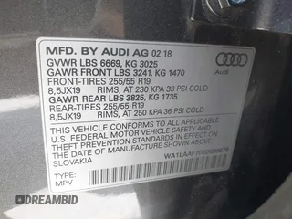 2018 Audi Q7 Premium Plus with VIN WA1LAAF70JD033878, listed as a IAAI auction lot 42203820 with 95,095 mi miles and . Bid and sale history available at DreamBid. Image 9.