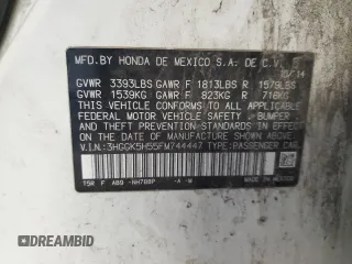 2015 Honda Fit LX with VIN 3HGGK5H55FM744447, listed as a Copart auction lot 62148025 with 261,079 mi miles and Clean title. Bid and sale history available at DreamBid. Image 13.