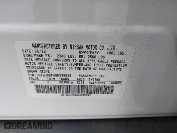 2016 Infiniti QX50 with VIN JN1BJ0RP4GM235545, listed as a IAAI auction lot 42164466 with 67,317 mi miles and . Bid and sale history available at DreamBid. Image 9.