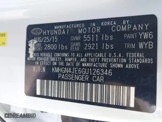 2016 Hyundai Genesis 3.8L with VIN KMHGN4JE6GU126346, listed as a IAAI auction lot 41375161 with 111,932 mi miles. Bid and sale history available at carsss.com. Image 9.