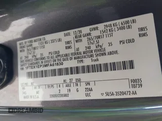 2021 Ford F-150 XL с VIN 1FTEX1EP3MFA61830, выставлен на аукционе IAAI как лот 41703835 с пробегом 66 024 миль миль и . История ставок и продаж доступна на DreamBid. Изображение 9.