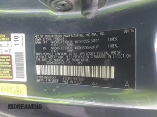 2015 Toyota Sienna LE AAS with VIN 5TDKK3DC8FS645154, listed as a IAAI auction lot 41513731 with 120,368 mi miles. Bid and sale history available at carsss.com. Image 9.