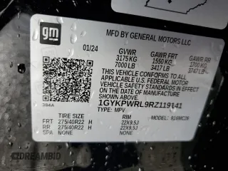 2024 Cadillac LYRIQ Sport z VIN 1GYKPWRL9RZ119141, wystawiony jako Copart lot #84674594 z przebiegiem 11 855 mil mil oraz Szkody całkowita. Historia ofert i sprzedaży dostępna na DreamBid. Obrazek 13.