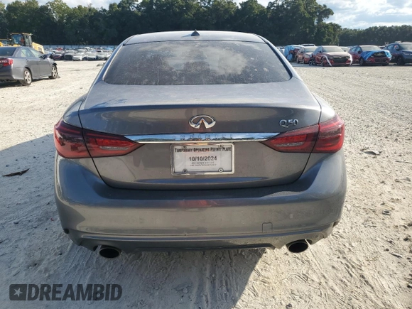 2021 Infiniti Q50 Pure with VIN JN1EV7APXMM701738, listed as a Copart auction lot 74363854 with 49,907 mi miles and Clean title. Bid and sale history available at DreamBid. Image 6.