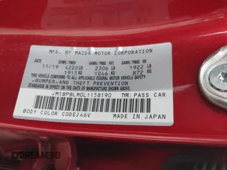 2020 Mazda 3 with VIN JM1BPBLM0L1158190, listed as a IAAI auction lot 42043635 with 68,017 mi miles and . Bid and sale history available at DreamBid. Image 9.