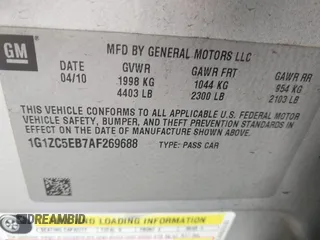 2010 Chevrolet Malibu 1LT with VIN 1G1ZC5EB7AF269688, listed as a IAAI auction lot 42140533 with 270,120 mi miles and . Bid and sale history available at DreamBid. Image 9.