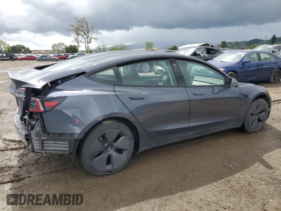 2023 Tesla Model 3 with VIN 5YJ3E1EA8PF677153, listed as a Copart auction lot 51065165 with 27,088 mi miles and Salvage Title. Bid and sale history available at carsss.com. Image 3.