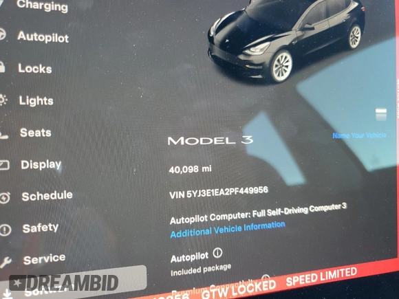 2023 Tesla Model 3 z VIN 5YJ3E1EA2PF449956, wystawiony jako Copart lot #64069715 z przebiegiem 40 098 mil mil oraz Szkoda całkowita • Salvage title. Historia ofert i sprzedaży dostępna na DreamBid. Obrazek 9.