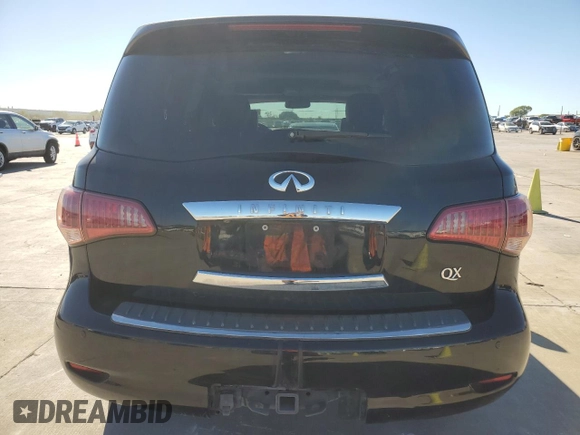 2012 Infiniti QX56 7-passenger with VIN JN8AZ2NF8C9515240, listed as a Copart auction lot 80625364 with 106,945 mi miles and Clean Title. Bid and sale history available at carsss.com. Image 6.