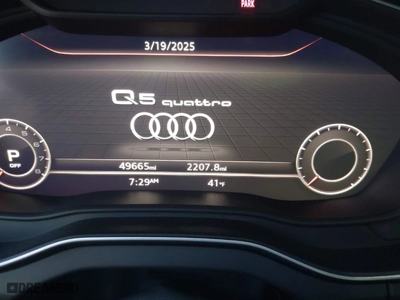 2019 Audi Q5 Premium Plus with VIN WA1BNAFYXK2051732, listed as a IAAI auction lot 41826131 with 49,665 mi miles. Bid and sale history available at carsss.com. Image 7.