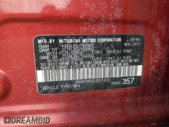 2018 Mitsubishi Outlander Sport ES 2.0 with VIN JA4AP3AU0JZ031825, listed as a Copart auction lot 42786155 with 119,677 mi miles and Salvage Title. Bid and sale history available at carsss.com. Image 13.