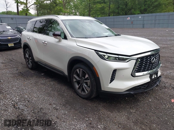2025 Infiniti QX60 Luxe with VIN 5N1AL1FS6SC351230, listed as a IAAI auction lot 42285154 with 310 mi miles and . Bid and sale history available at DreamBid. Image 1.