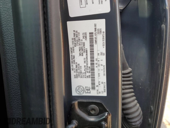 2017 Ford F-150 XL with VIN 1FTFW1EG1HKD84861, listed as a Copart auction lot 53376675 with 117,301 mi miles and Salvage title. Bid and sale history available at DreamBid. Image 12.