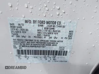 2024 Ford Edge SEL with VIN 2FMPK4J98RBA07167, listed as a IAAI auction lot 41782178 with 13,701 mi miles. Bid and sale history available at carsss.com. Image 9.