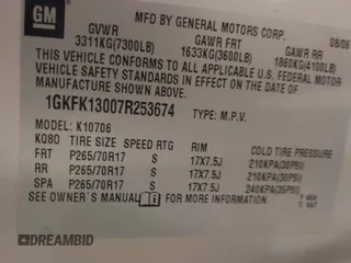 2007 GMC Yukon SLT with VIN 1GKFK13007R253674, listed as a IAAI auction lot 41683159 with 207,778 mi miles. Bid and sale history available at carsss.com. Image 9.