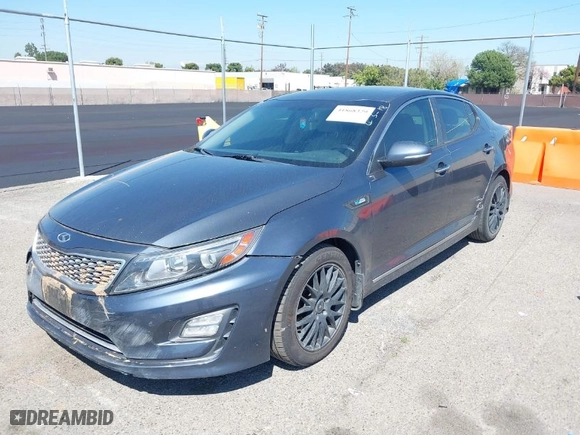 2014 Kia Optima Hybrid EX with VIN KNAGN4AD8E5066053, listed as a IAAI auction lot 41868329 with 148,876 mi miles. Bid and sale history available at carsss.com. Image 2.