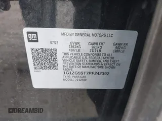 2023 Chevrolet Malibu RS with VIN 1G1ZG5ST7PF243392, listed as a IAAI auction lot 41832624 with 32,049 mi miles and . Bid and sale history available at DreamBid. Image 9.