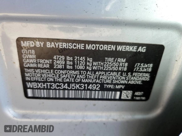 2018 BMW X1 xDrive28i with VIN WBXHT3C34J5K31492, listed as a Copart auction lot 46688955 with 168,318 mi miles and Non Repairable. Bid and sale history available at carsss.com. Image 13.