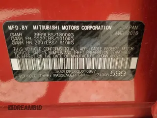 2016 Mitsubishi Lancer ES with VIN JA32U2FU6GU010987, listed as a Copart auction lot 54056945 with 97,439 mi miles and Salvage Title. Bid and sale history available at carsss.com. Image 12.