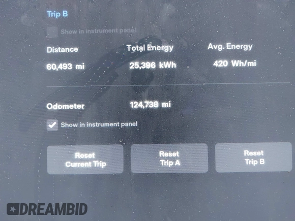 2016 Tesla Model S 90D with VIN 5YJSA1E44GF169960, listed as a IAAI auction lot 41523807 with 124,738 mi miles and . Bid and sale history available at DreamBid. Image 7.