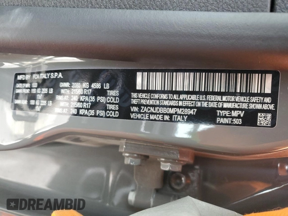 2021 Jeep Renegade Latitude с VIN ZACNJDBB0MPM28947, выставлен на аукционе Copart как лот 46052325 с пробегом 34 615 миль миль и Списание • Salvage title. История ставок и продаж доступна на DreamBid. Изображение 12.