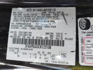 2012 Ford Fusion SEL with VIN 3FAHP0JA3CR122108, listed as a IAAI auction lot 41411683 with 245,834 mi miles. Bid and sale history available at carsss.com. Image 9.