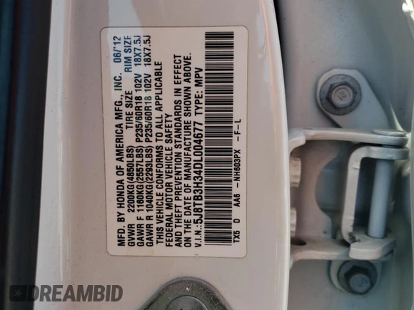 2013 Acura RDX z VIN 5J8TB3H34DL004677, wystawiony jako Copart lot #53390855 z przebiegiem 209 181 mil mil oraz Szkoda całkowita • Salvage title. Historia ofert i sprzedaży dostępna na DreamBid. Obrazek 13.
