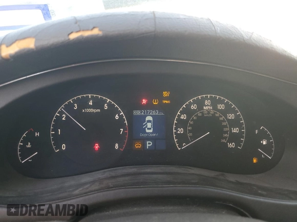 2009 Hyundai Genesis with VIN KMHGC46E69U029097, listed as a Copart auction lot 48698605 with 217,263 mi miles and Salvage Title. Bid and sale history available at DreamBid. Image 9.
