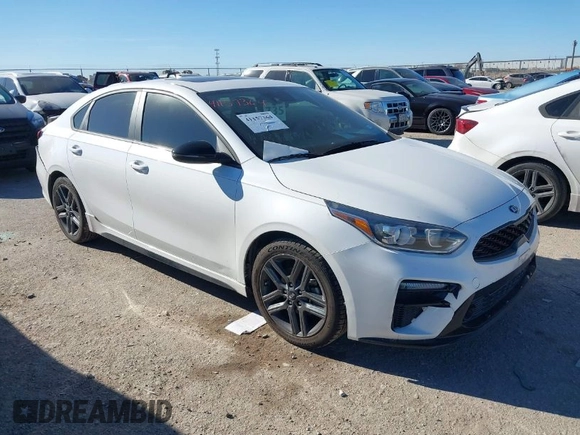2021 Kia Forte GT-Line with VIN 3KPF34AD5ME418903, listed as a IAAI auction lot 41157364 with 55,651 mi miles. Bid and sale history available at carsss.com. Image 1.