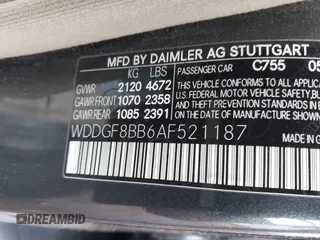 2010 Mercedes-Benz C-Class C 300 Sport with VIN WDDGF8BB6AF521187, listed as a IAAI auction lot 41820504 with 119,494 mi miles. Bid and sale history available at carsss.com. Image 9.