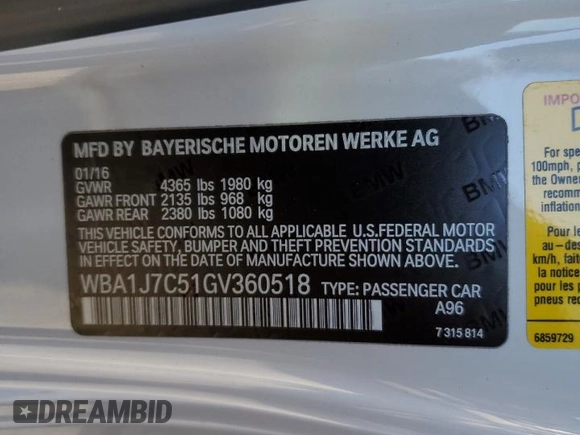 2016 BMW 2 Series M235i with VIN WBA1J7C51GV360518, listed as a Copart auction lot 37703904 with 91,791 mi miles. Bid and sale history available at carsss.com. Image 12.