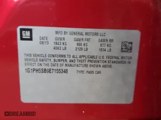 2014 Chevrolet Cruze ECO with VIN 1G1PH5SB9E7155348, listed as a Copart auction lot 86968934 with 0 mi miles and Salvage Title. Bid and sale history available at carsss.com. Image 12.