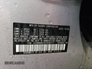 2022 Subaru Legacy Limited z VIN 4S3BWAN63N3026771, wystawiony jako Copart lot #45343315 z przebiegiem 10 563 mil mil oraz Nie do naprawy • Non repairable. Historia ofert i sprzedaży dostępna na DreamBid. Obrazek 12.