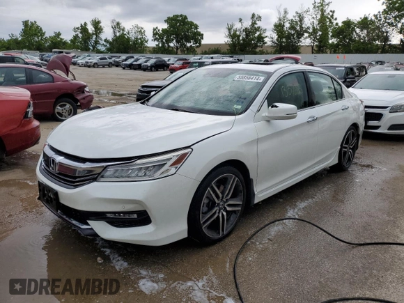 2017 Honda Accord Touring with VIN 1HGCR3F91HA009968, listed as a Copart auction lot 55858414 with 133,083 mi miles and Salvage title. Bid and sale history available at DreamBid. Image 1.