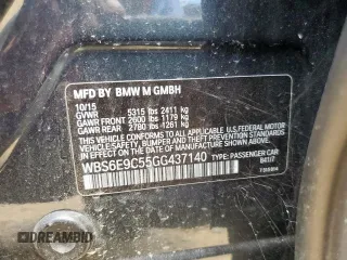2016 BMW M6 with VIN WBS6E9C55GG437140, listed as a Copart auction lot 62839105 with Not provided miles and Clean title. Bid and sale history available at DreamBid. Image 12.