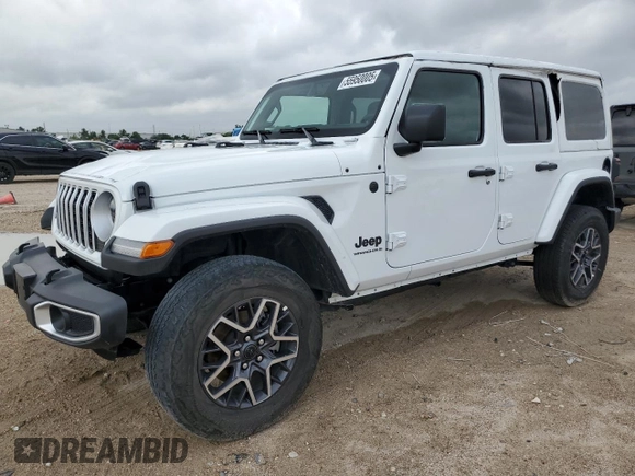 2025 Jeep Wrangler Sahara with VIN 1C4PJXEN1SW528297, listed as a Copart auction lot 55950005 with 7,167 mi miles and Clean title. Bid and sale history available at DreamBid. Image 1.