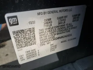 2022 Chevrolet Suburban LT with VIN 1GNSKCKD8NR242551, listed as a Copart auction lot 45943075 with 0 mi miles and Salvage Title. Bid and sale history available at carsss.com. Image 15.