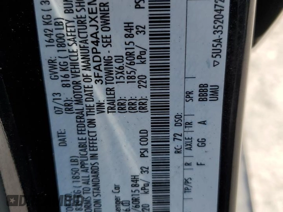 2014 Ford Fiesta S with VIN 3FADP4AJXEM128218, listed as a Copart auction lot 58033785 with 104,984 mi miles and Salvage title. Bid and sale history available at DreamBid. Image 12.