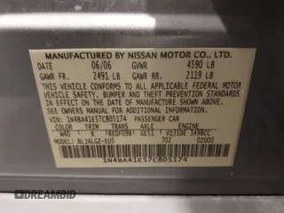 2007 Nissan Maxima SL with VIN 1N4BA41E57C805174, listed as a IAAI auction lot 41421384 with 174,485 mi miles and . Bid and sale history available at DreamBid. Image 9.