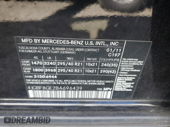 2011 Mercedes-Benz GL-Class GL 550 with VIN 4JGBF8GE2BA696439, listed as a Copart auction lot 74685374 with 56,766 mi miles and Salvage Title. Bid and sale history available at carsss.com. Image 13.