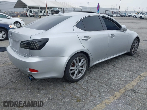2007 Lexus IS with VIN JTHBK262X72054474, listed as a IAAI auction lot 42172869 with 106,364 mi miles. Bid and sale history available at carsss.com. Image 4.