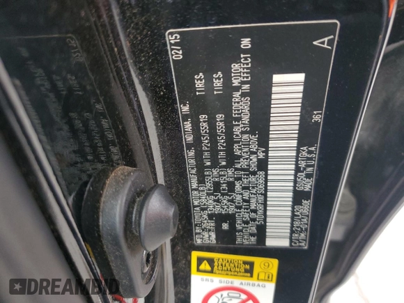 2015 Toyota Highlander Limited with VIN 5TDYKRFHXFS069668, listed as a Copart auction lot 57432665 with 272,966 mi miles and Salvage title. Bid and sale history available at DreamBid. Image 12.