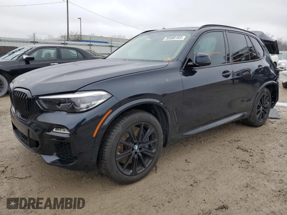 2021 BMW X5 M50i with VIN 5UXJU4C05M9F02940, listed as a Copart auction lot 38500183 with Not Provided miles. Bid and sale history available at carsss.com. Image 1.