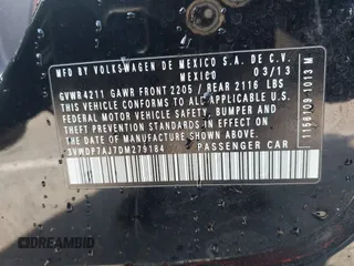 2013 Volkswagen Jetta SE with VIN 3VWDP7AJ7DM279184, listed as a IAAI auction lot 42387002 with 84,288 mi miles and . Bid and sale history available at DreamBid. Image 9.