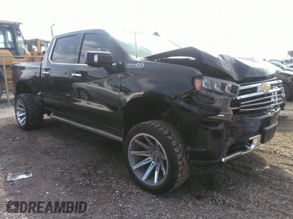 2019 Chevrolet Silverado 1500 High Country with VIN 1GCUYHEL1KZ360808, listed as a IAAI auction lot 42106243 with 158,061 mi miles. Bid and sale history available at carsss.com. Image 1.