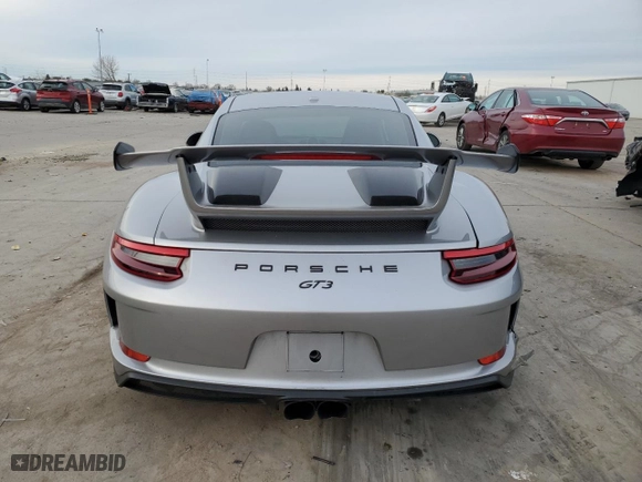 2018 Porsche 911 GT3 with VIN WP0AC2A93JS174462, listed as a Copart auction lot 44858525 with 14,200 mi miles and Salvage Title. Bid and sale history available at carsss.com. Image 6.