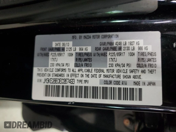 2014 Mazda CX-5 Sport с VIN JM3KE2BE0E0367493, выставлен на аукционе Copart как лот 57324195 с пробегом 103 367 миль миль и Списание • Salvage title. История ставок и продаж доступна на DreamBid. Изображение 13.